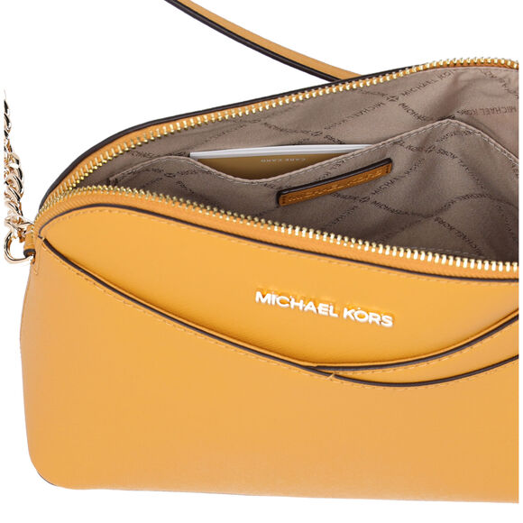 Michael Kors Jet Set Travel Medium Dome Crossbody Bag Gold Rod Yellow Leather - Picture 4 of 4